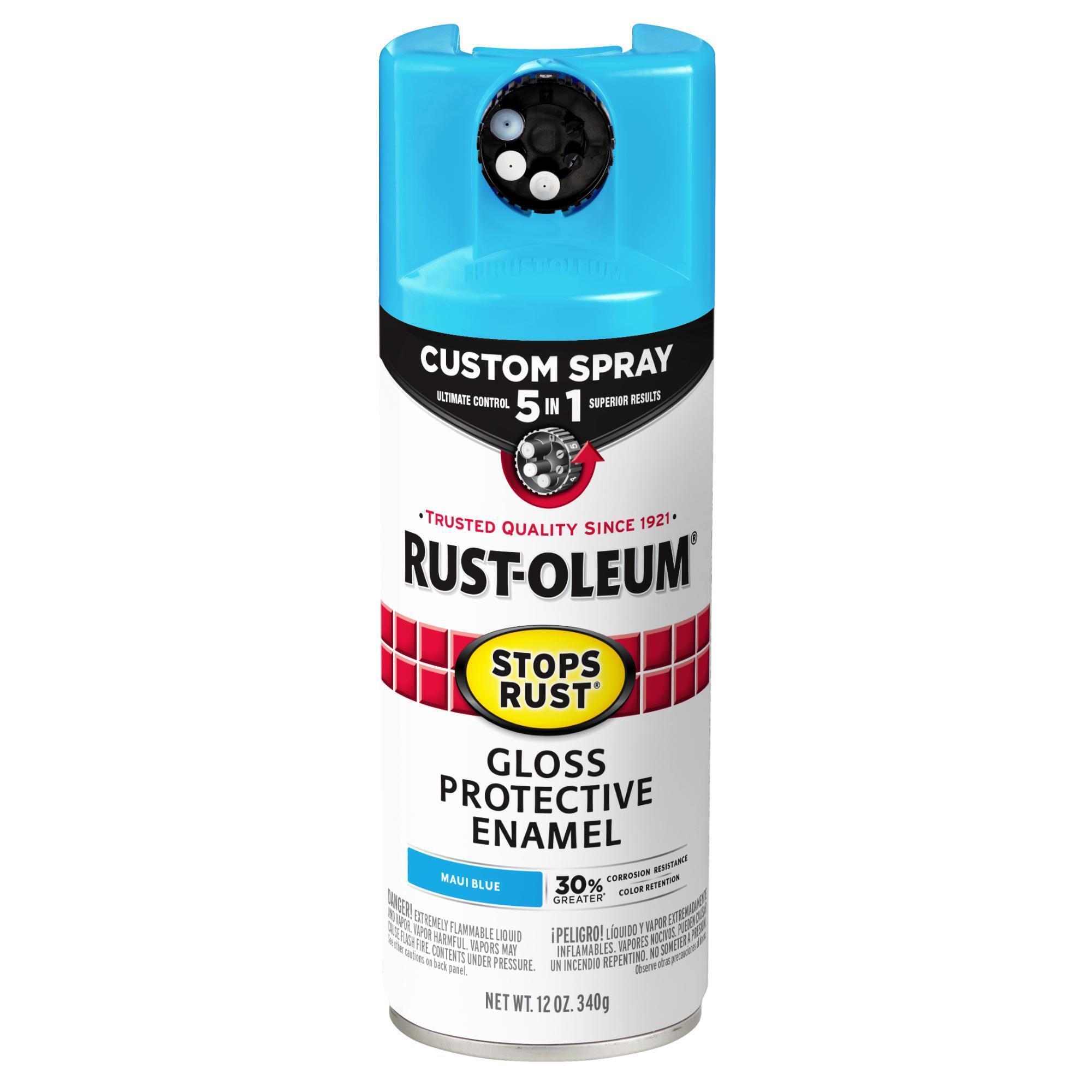 Rust-Oleum Stops Rust Protective Enamel Custom 5-In-1 Spray Paint, Maui Blue, Gloss, 12 Oz. Cans, 6PK, 376907DS